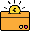 Wallet with euro coin vector illustration.