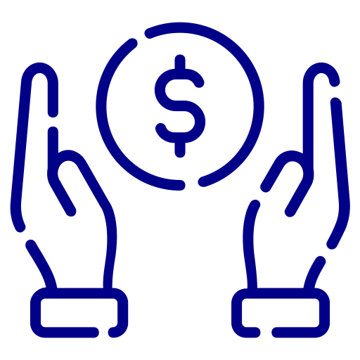 Hands surrounding dollar sign icon.