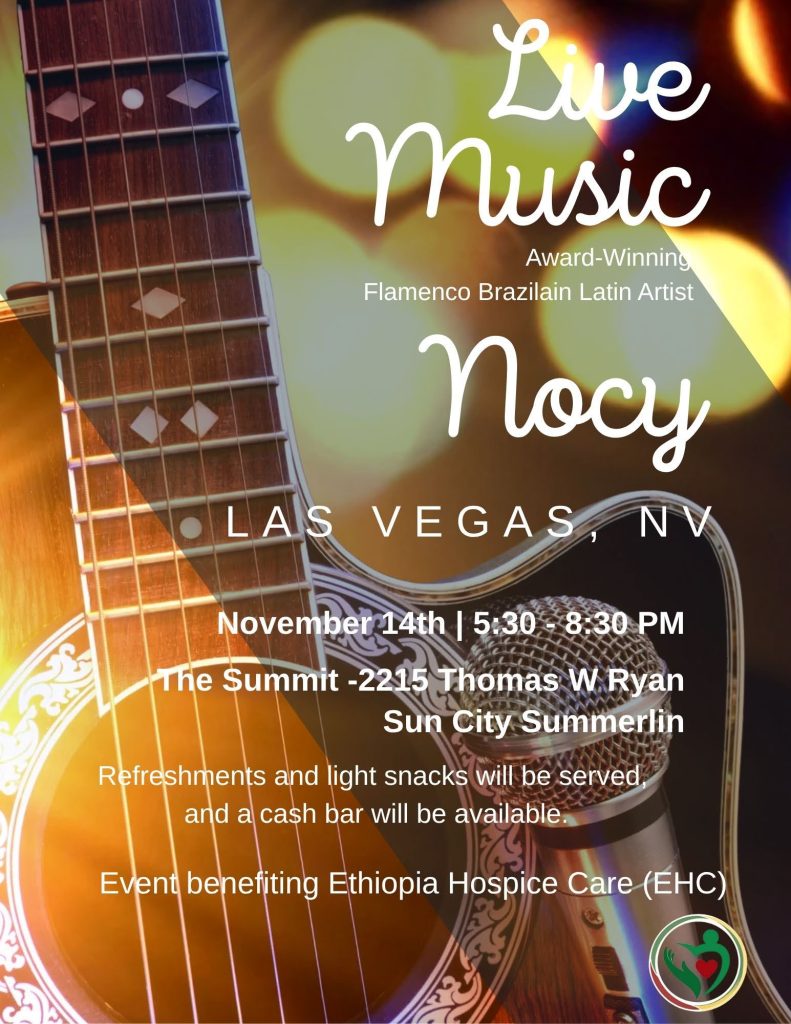 Live music event poster with guitar.