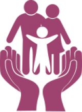 Family protected by open hands illustration.