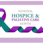 Purple and teal ribbon for hospice awareness.